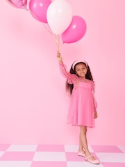 Pink Shirred Mesh Dress (3-16yrs) - Image 1 of 9