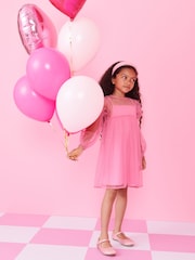 Pink Shirred Mesh Dress (3-16yrs) - Image 2 of 9