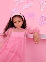 Pink Shirred Mesh Dress (3-16yrs) - Image 5 of 9