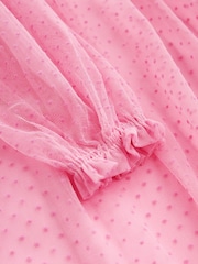 Pink Shirred Mesh Dress (3-16yrs) - Image 9 of 9