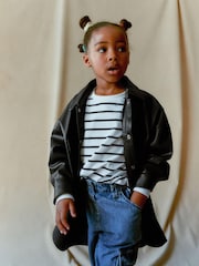 Schwarzes PU - Oversized-Hemdjacke (3–16 Jahre) - Bild 4 von 8