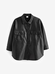 Schwarzes PU - Oversized-Hemdjacke (3–16 Jahre) - Bild 6 von 8