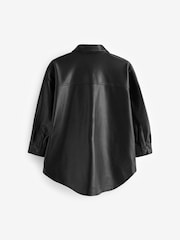 Schwarzes PU - Oversized-Hemdjacke (3–16 Jahre) - Bild 7 von 8