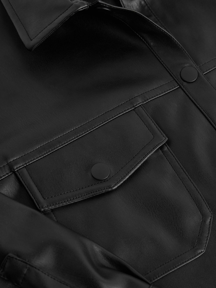 Schwarzes PU - Oversized-Hemdjacke (3–16 Jahre) - Bild 8 von 8