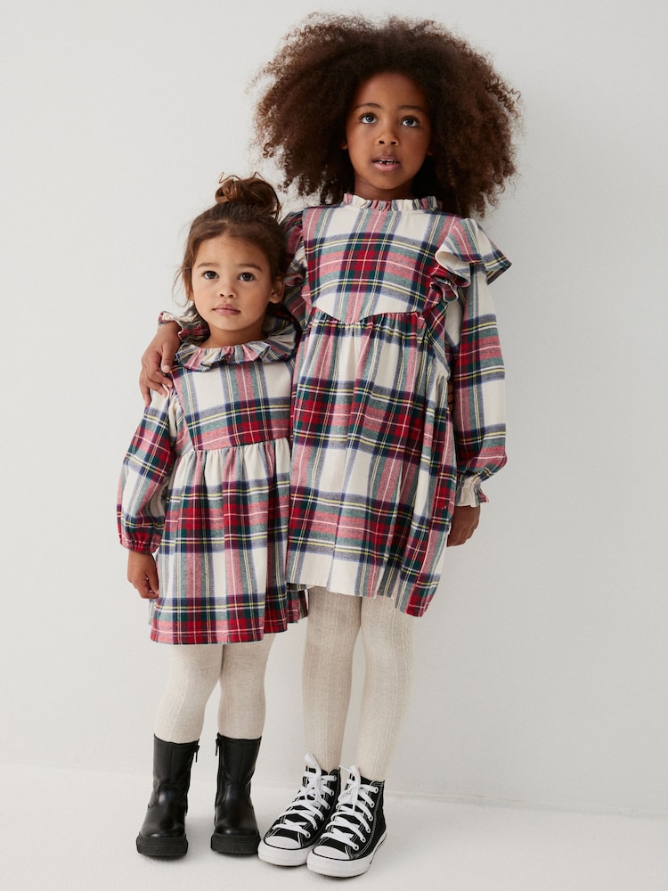 Cream/Red Ruffle Collar Dress (3mths-8yrs) - Image 1 of 8 Cream/Red Ruffle Collar Dress (3mths-8yrs) - Image 1 of 8