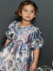 Silver Floral Jacquard Prom Dress (3mths-10yrs) - Image 1 of 7