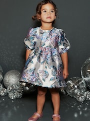 Silver Floral Jacquard Prom Dress (3mths-10yrs) - Image 2 of 7