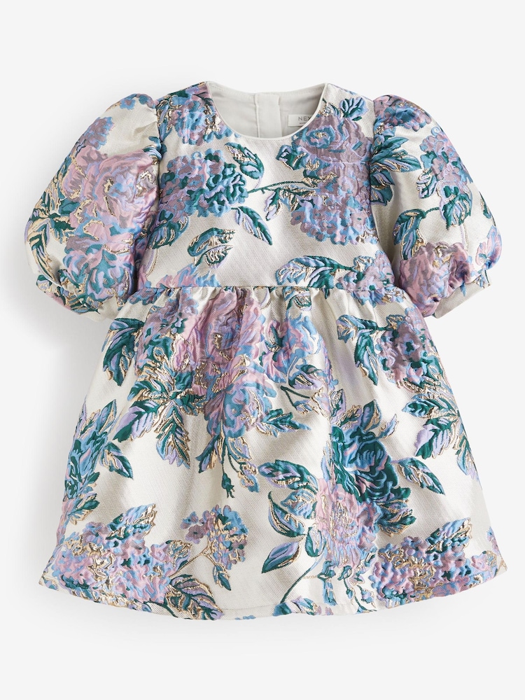Silver Floral Jacquard Prom Dress (3mths-10yrs) - Image 5 of 7