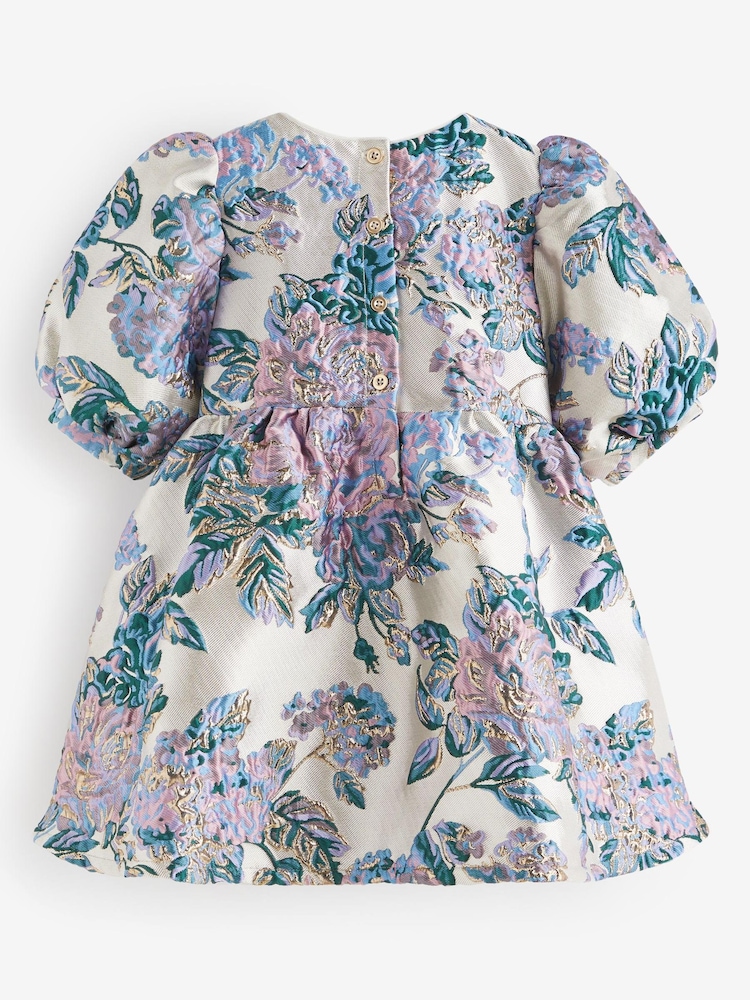 Silver Floral Jacquard Prom Dress (3mths-10yrs) - Image 6 of 7