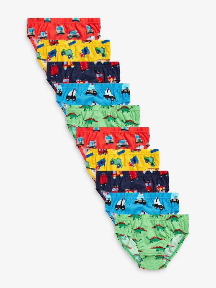 Bright Print 100% Cotton Briefs 10 Pack (1.5-10yrs) - Image 1 of 13