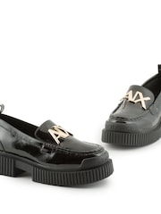 Armani Exchange Chunky Sole Patent Black Loafers - Image 6 of 6