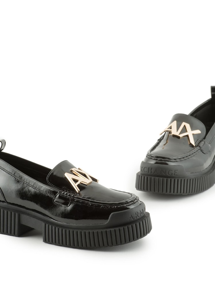 Armani Exchange Chunky Sole Patent Black Loafers - Image 6 of 6