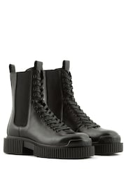 Armani Exchange Chunky Sole Lace Black Boots - Image 1 of 5