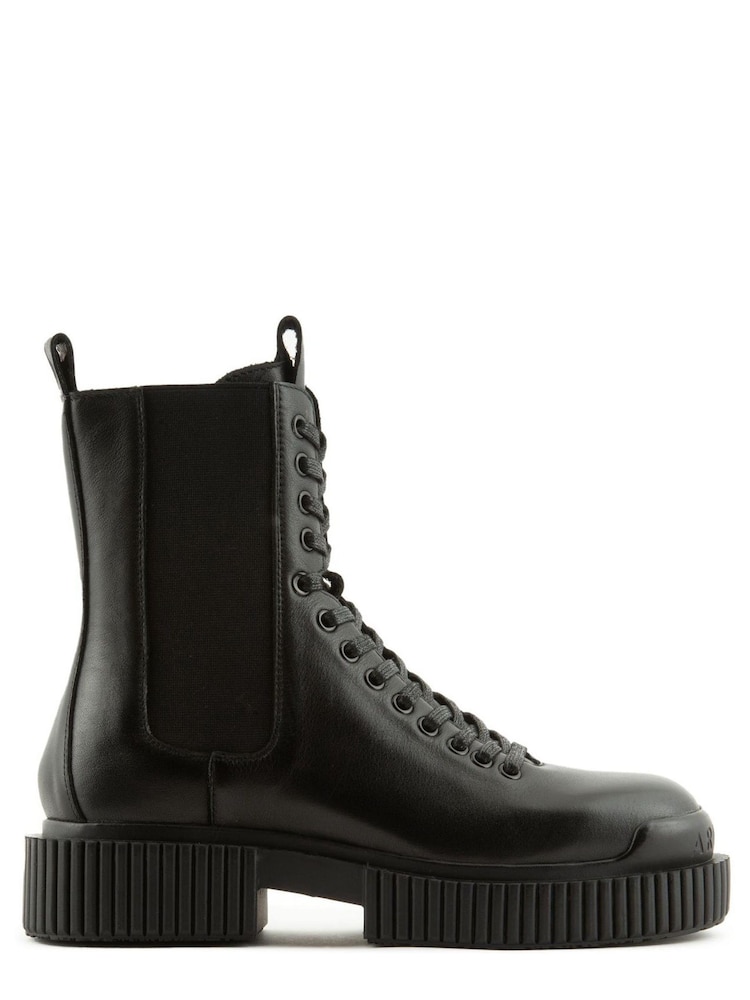 Armani Exchange Chunky Sole Lace Black Boots - Image 2 of 5