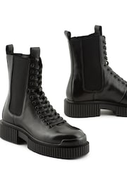 Armani Exchange Chunky Sole Lace Black Boots - Image 4 of 5