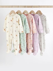 Multi Character Baby Footed 100% Cotton Sleepsuits 5 Pack (0-2yrs) - Image 1 of 13