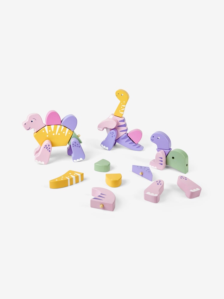 JoJo Maman Bébé Pink Wooden Transforming Dinosaur Playset - Image 12 of 12