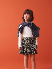 Black Floral Ditsy Wrap Skirt (3-16yrs) - Image 2 of 7