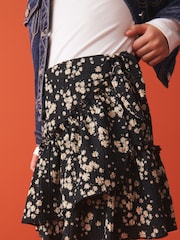 Black Floral Ditsy Wrap Skirt (3-16yrs) - Image 4 of 7
