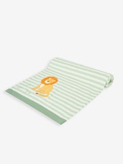 JoJo Maman Bébé Green Stripe Lion Appliqué Shawl - Image 1 of 3