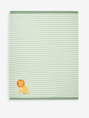 JoJo Maman Bébé Green Stripe Lion Appliqué Shawl - Image 2 of 3