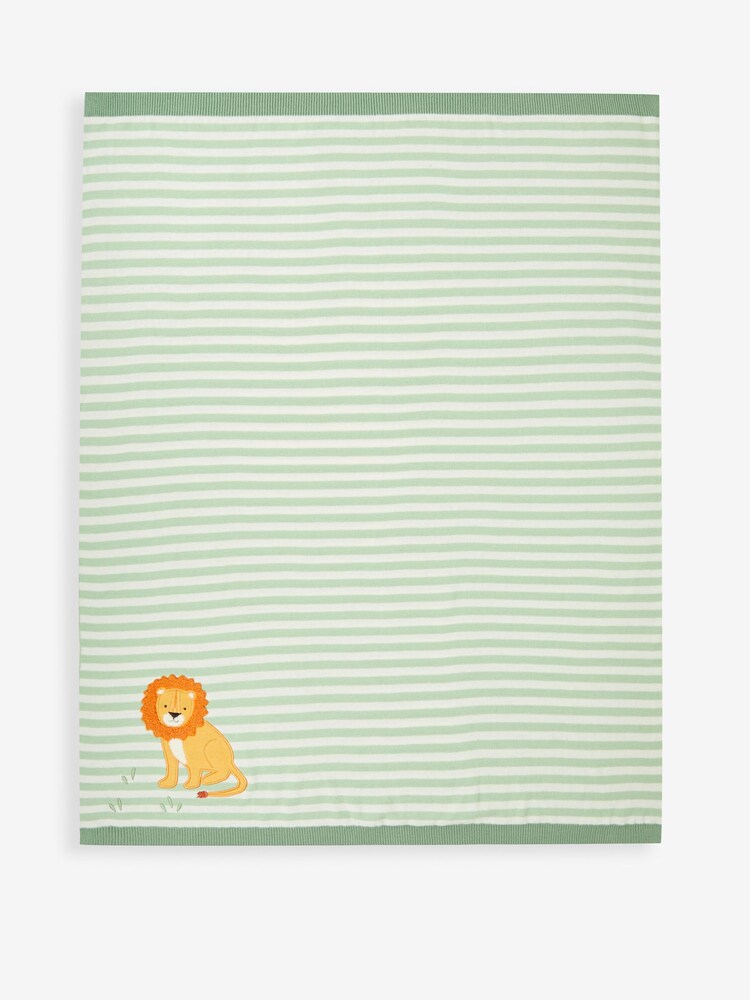JoJo Maman Bébé Green Stripe Lion Appliqué Shawl - Image 2 of 3