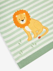 JoJo Maman Bébé Green Stripe Lion Appliqué Shawl - Image 3 of 3