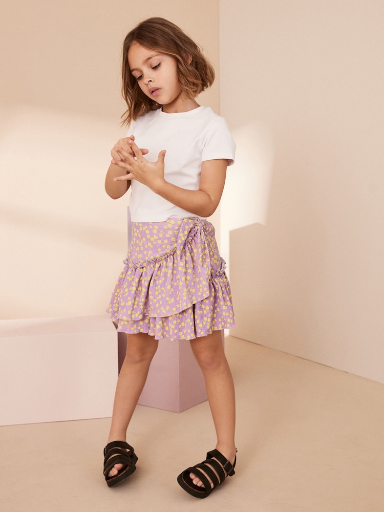 Lilac Purple Floral Ditsy Wrap Skirt (3-16yrs) - Image 1 of 8
