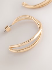 Gold Tone Cross Over Hoop Earrings - Image 4 of 5
