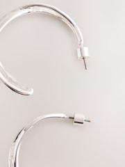 Silver Tone Cross Over Hoop Earrings - Image 5 of 5
