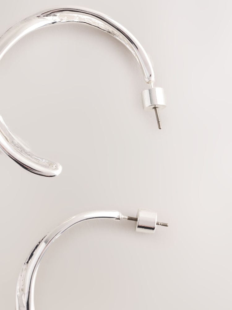Silver Tone Cross Over Hoop Earrings - Image 5 of 5