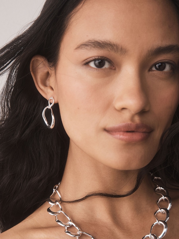 Silver Tone Open Link Drop Earrings - Image 1 of 5