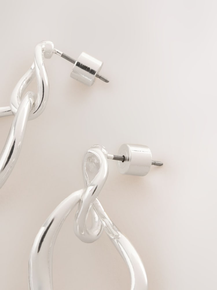 Silver Tone Open Link Drop Earrings - Image 5 of 5
