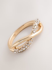 Gold Tone Pave Cross Over Ring - Image 4 of 5
