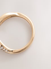 Gold Tone Pave Cross Over Ring - Image 5 of 5