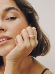 Gold Tone Dome Etched Ring - Image 2 of 5