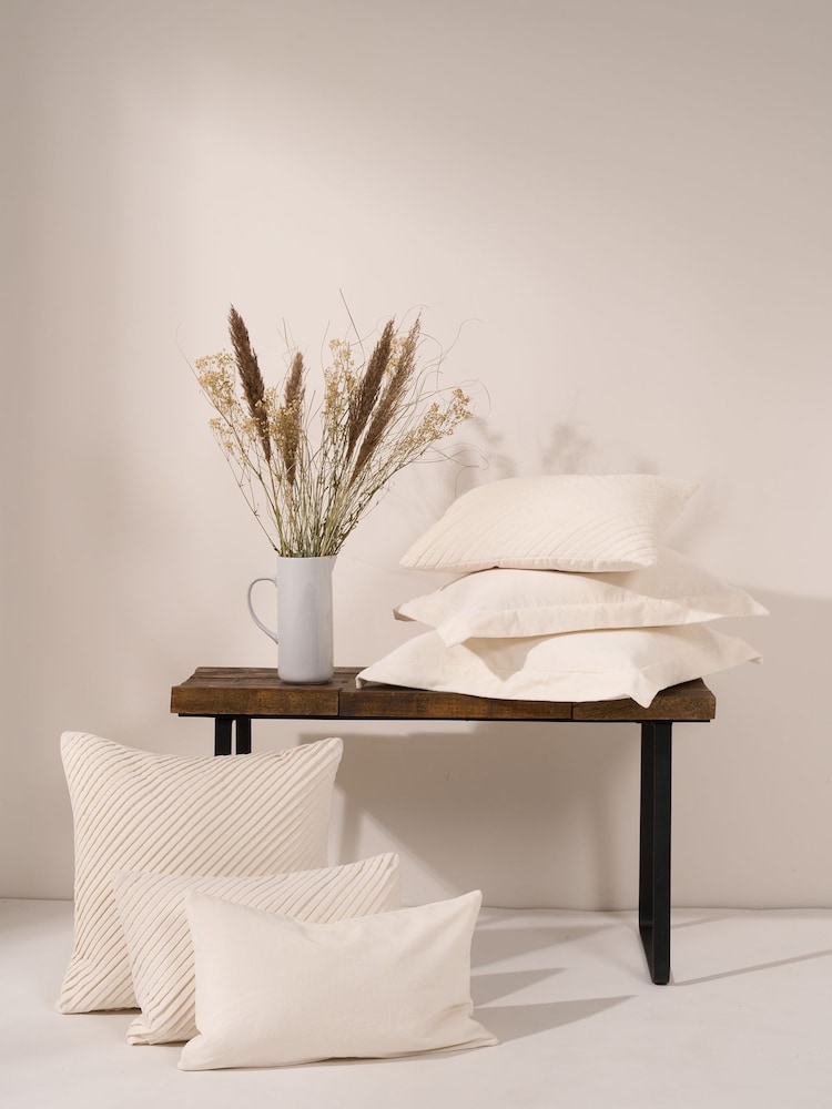 Truly Cream Velvet Flange Rectangle 50 x 50cm Cushion - Image 2 of 3