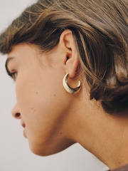 Gold Tone Etched Hoop Earrings - Image 1 of 6