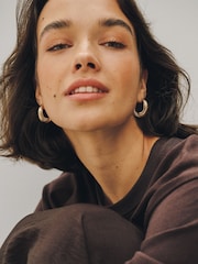 Gold Tone Etched Hoop Earrings - Image 2 of 6
