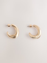 Gold Tone Etched Hoop Earrings - Image 4 of 6