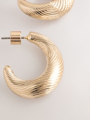 Gold Tone Etched Hoop Earrings - Image 5 of 6