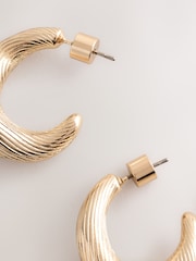 Gold Tone Etched Hoop Earrings - Image 6 of 6