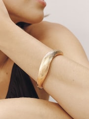 Gold Tone Etched Hinge Bangle - Image 1 of 5
