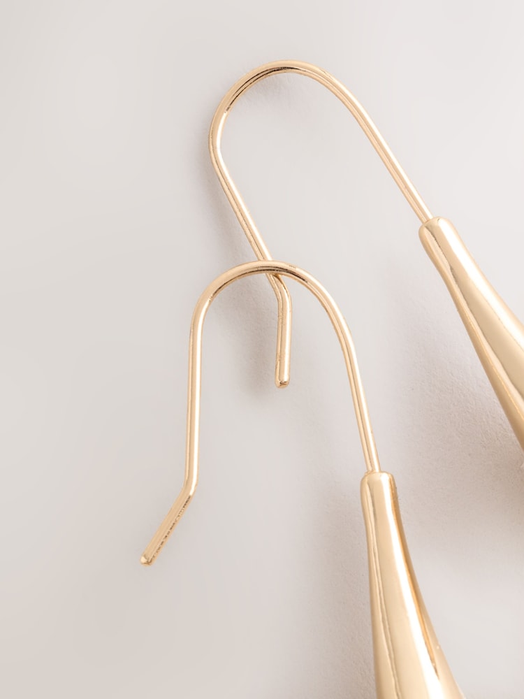 Gold Tone Teardrop Fish Hook Earrings - Image 5 of 5