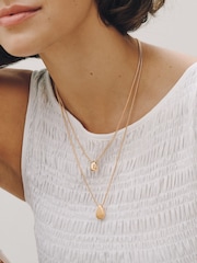 Gold Tone 2 Layer Teardrop Necklace - Image 1 of 5
