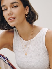Gold Tone 2 Layer Teardrop Necklace - Image 2 of 5