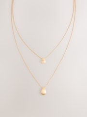 Gold Tone 2 Layer Teardrop Necklace - Image 3 of 5