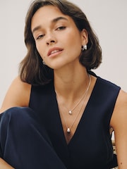 Silver Tone 2 Layer Teardrop Necklace - Image 2 of 5