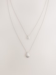 Silver Tone 2 Layer Teardrop Necklace - Image 3 of 5