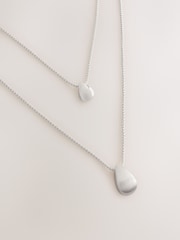 Silver Tone 2 Layer Teardrop Necklace - Image 4 of 5